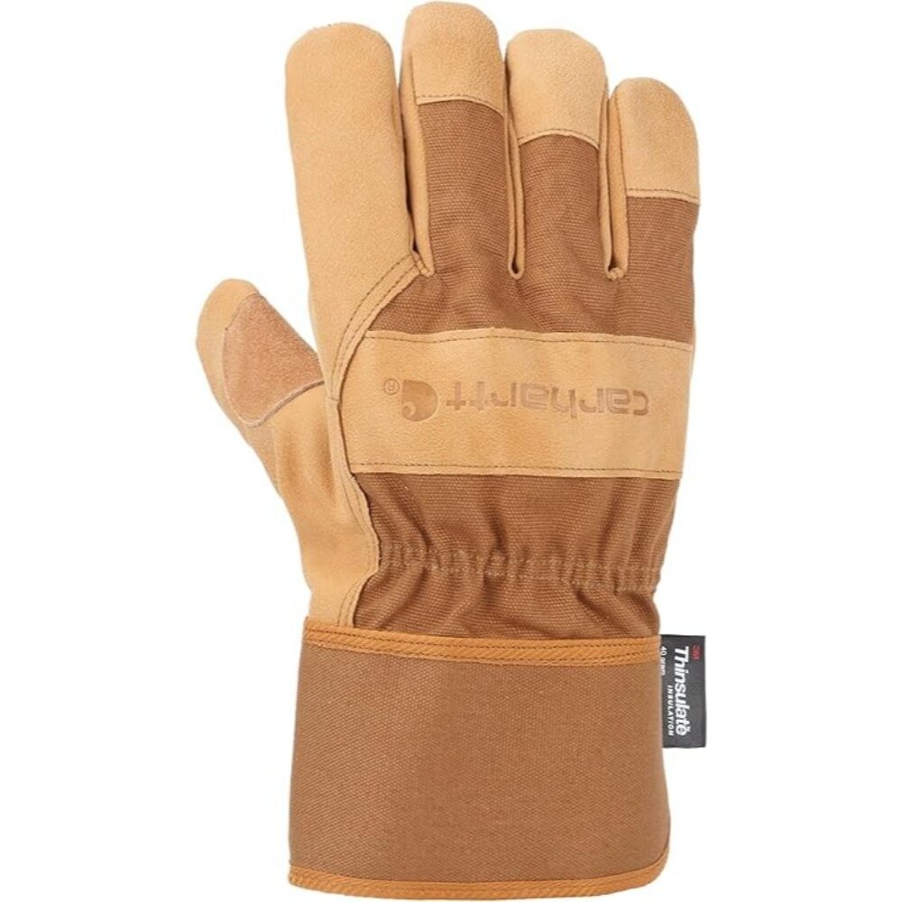 Carhartt Mens Insulated Suede Safety Gloves With Thinsulate Liner Brown Large
